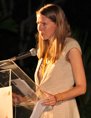 Katrina Browne accepting BIFF award